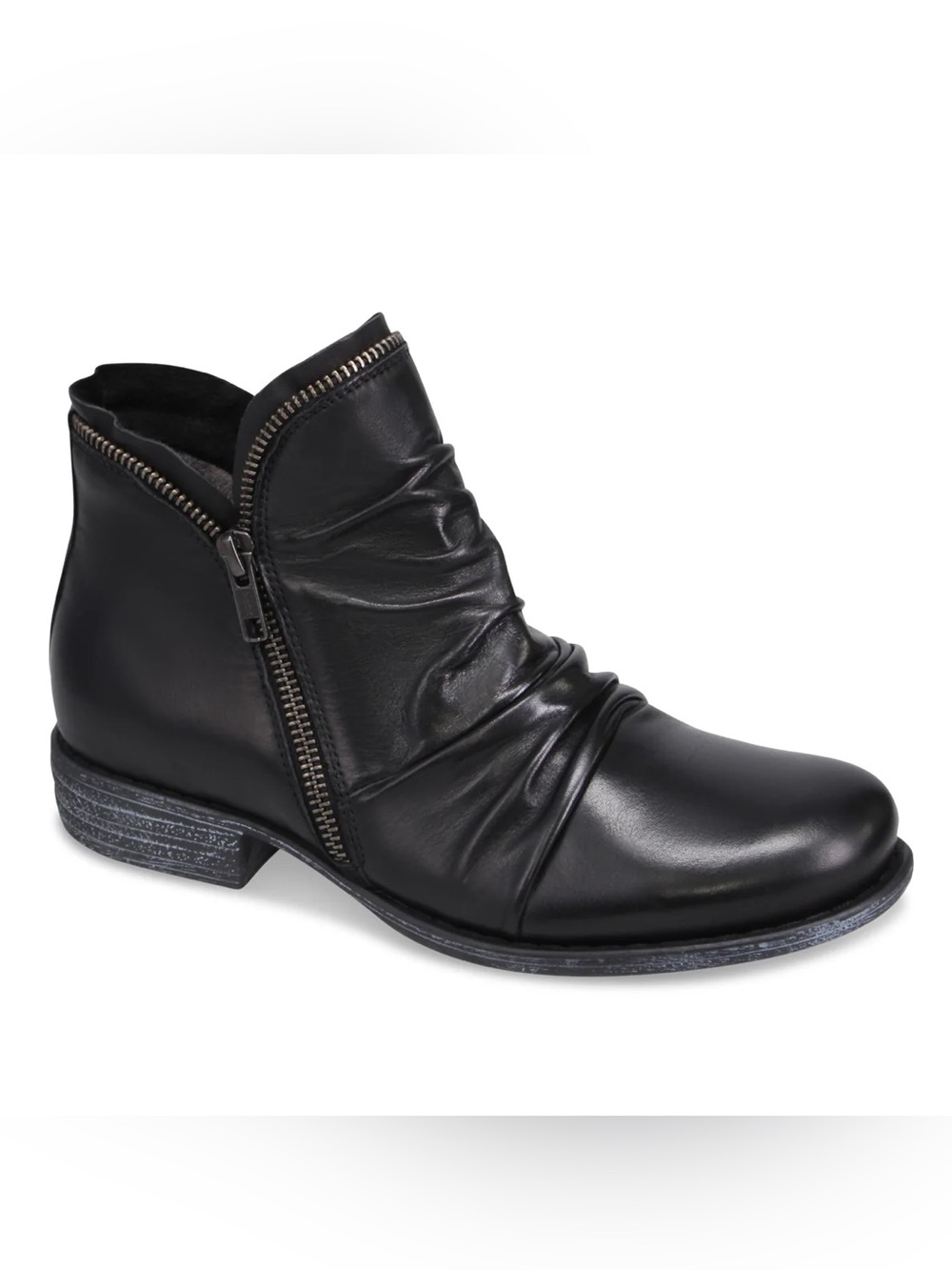 Miz Mooz Luna Ankle Boot in black leather with zipper detail size 11